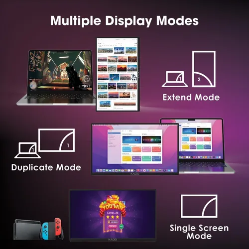 Miniatura 4 de Kado Monitor portátil de 15.6 pulgadas FHD 1080p, carga inversa de 45 W, USB-C mini-HDMI, monitor para juegos, pantalla IPS altavoces integrados