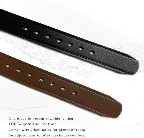 Miniatura 6 de BS1303 - Cinturón de trabajo de uniforme resistente, cuero de grano completo, estilo casual, 1.772in de ancho