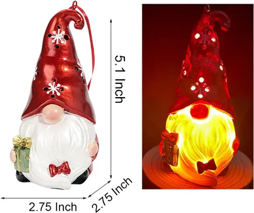 Miniatura 5 de Adornos de Navidad con gnomos iluminados para árbol de resina, decoración para colgar mesa de Navidad, adornos para decoración del hogar, 6.7