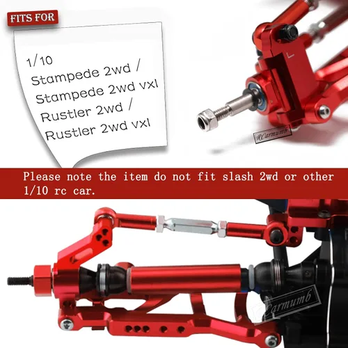 Miniatura 2 de Pieza de actualizaciones para 1/10 Rustler VXL 2wd/Stampede VXL 2wd, suspensión delantera trasera de aleación A brazos, bloques de dirección