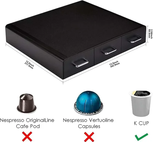 Miniatura 3 de Amazon Basics Cajón de almacenamiento de cápsulas de café para cápsulas K-Cup, capacidad de 36 cápsulas, color negro