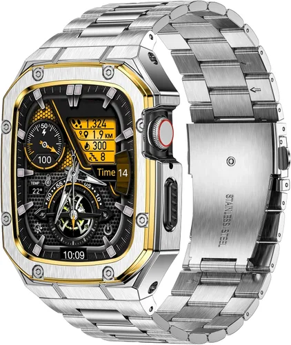 Miniatura 7 de BAITEYOU Correa de acero inoxidable con estuche compatible con Apple Watch Ultra 3 2 1 de 49 mm, correa resistente con cubierta protectora de metal