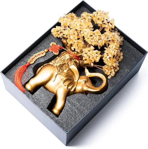 Miniatura 4 de Árbol de Dinero de Cristal de Amatista GEMBOURY en Estatua de Elefante Dorado, Bonsái Grande de 43 cm de Árbol de la Vida, Regalo de Decoración