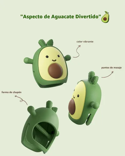 Miniatura 7 de ChooKaChoo Juguete de dentición para bebés de silicona con aguacate, manoplas de dentición para bebés mayores de 3 meses, mordedores de muñeca
