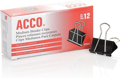 Miniatura 6 de ACCO 72062 - Clips para carpeta, medianos, color negro, 12 por caja, 2 cajas