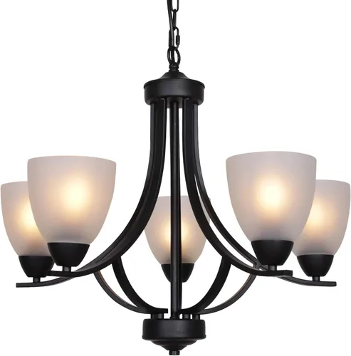 5 Light Shaded Contemporary Chandeliers with Alabaster Glass Black Rustic Light Fixtures Ceiling Hanging Mid Century Modern Pendant Lighting for