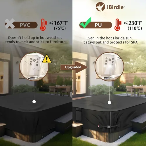Miniatura 4 de iBirdie - Funda para bañera de hidromasaje impermeable y a prueba del clima para exteriores, 80 x 80 pulgadas, para 79 x 79 o 78 x 78 o 77 x 77, SPA
