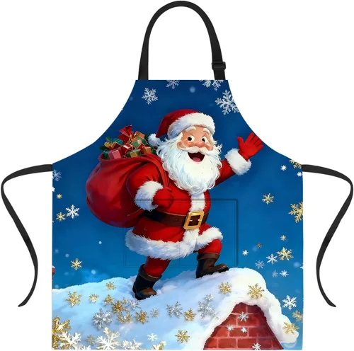 Miniatura 61 de ANNA QUEEN Delantal de Feliz Navidad para mujeres y hombres con bolsillos, delantal de muñeco de nieve, delantal de cocina ajustable para cocinero