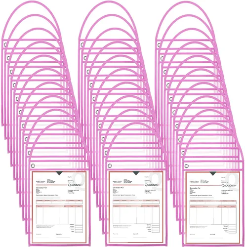Miniatura 8 de Geyee Paquete de 50 soportes para boletos de trabajo, bolsillos para pedidos de trabajo para manga colgante de 9 x 12 pulgadas, soportes de boletos