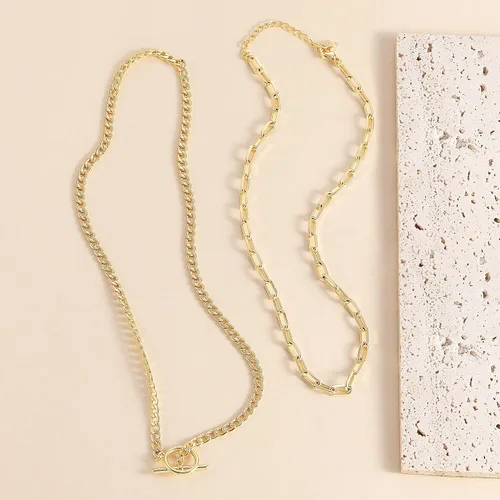 Miniatura 6 de CHESKY Collares de oro en capas para mujer, collar de cadena de oro delicado de 14 quilates para mujer, cadena de clip de eslabones cubanos de moda