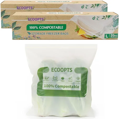 Miniatura 11 de Bolsa con cremallera 100% compostable para aperitivos Bolsas de almacenamiento pequeñas ecológicas Bolsa para congelador A base de plantas sin