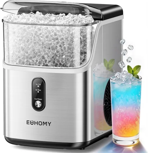 EUHOMY Nugget - Máquina de hielo para encimera, lista en 7 minutos, máquina de hielo de guijarros de 35 libras/24 horas, máquina de hielo sónico