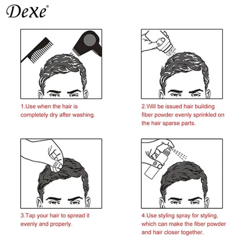 Miniatura 3 de Dexe Hair Building Fibers Color Powder Instant Thicken Thinning Hair for Men and Women