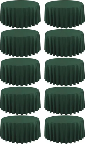 Miniatura 202 de Paquete de 10 manteles de poliéster de 60 x 102 pulgadas, manteles de poliéster beige para mesas rectangulares de 6 pies, resistentes a las manchas
