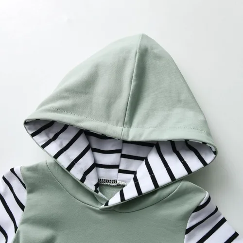 Miniatura 2 de Conjunto de sudadera con capucha de manga larga a rayas para bebés y niños pequeños