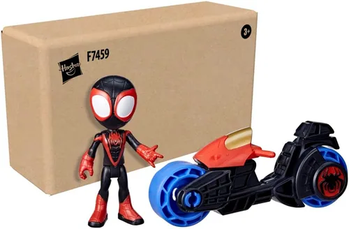 Miniatura 2 de Spidey y sus increíbles amigos Miles Morales figura de acción con motocicleta de juguete, juguetes preescolares, para niños a partir de 3 años