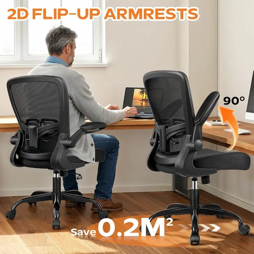 Miniatura 6 de Silla de oficina ergonómica 2026 – Silla de escritorio de malla con reposabrazos abatibles, altura ajustable y lumbar, cómodas sillas de computadora