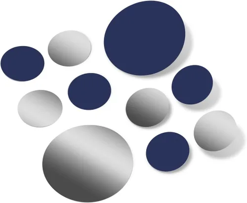Calcomanías de pared de vinilo azul marino/metálico plateado (30 calcomanías), calcomanías de lunares, adhesivo extraíble, seguro en paredes,