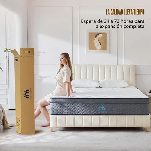 Miniatura 8 de Colchón individual híbrido de 8 pulgadas en una caja, espuma viscoelástica y resorte de bolsillo individual, aislamiento de movimiento, soporte