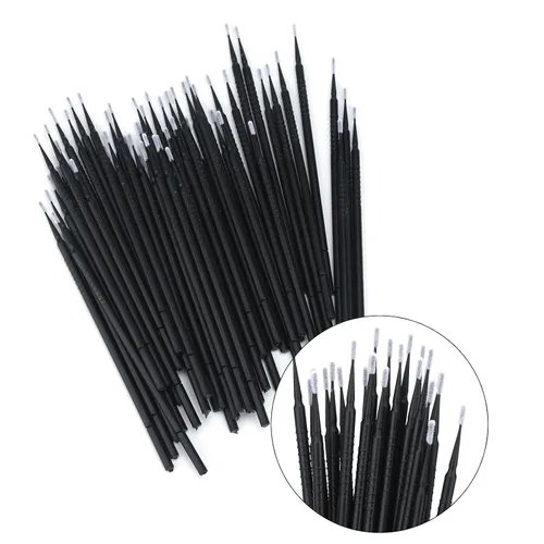 Miniatura 4 de G2PLUS 200 microhisopos excelentes, microhisopos de alta gama para extensiones de pestañas, microaplicador para maquillaje y cuidado personal (negro)