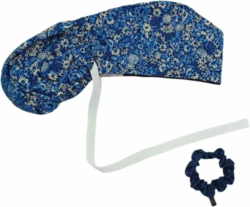 Miniatura 11 de Gorra médica con interior sedoso, gorro de algodón con banda para el sudor y botones, cola de caballo ajustable