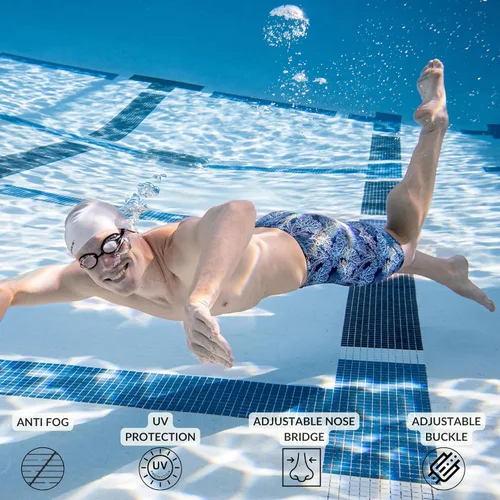 Miniatura 5 de Sporti Gafas de natación unisex para adultos, gafas de natación antivaho para hombres y mujeres, resistentes a roturas, correas dobles, varios
