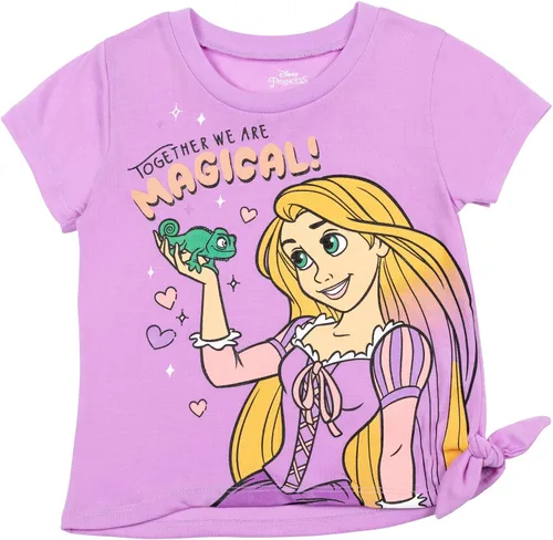 Miniatura 39 de Disney Frozen Moana Princess Tiana - Conjunto de camiseta floral y pantalones cortos de rizo francés para niños pequeños y grandes