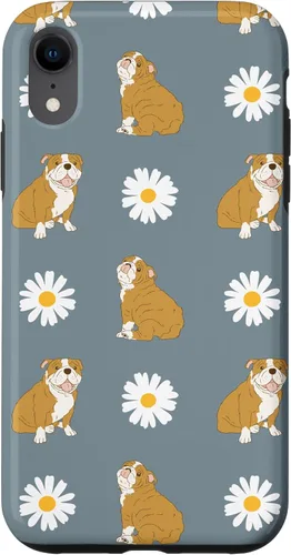 Miniatura 25 de Funda para iPhone 11 Pro English Bulldog and Daisy Flower Pattern Dusty Blue