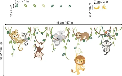 Miniatura 4 de decalmile Calcomanías de Pared de Safari de Animales de la Selva León Mono Koala Pegatinas de Pared Guardería de Bebé Habitación de Niños Habitación