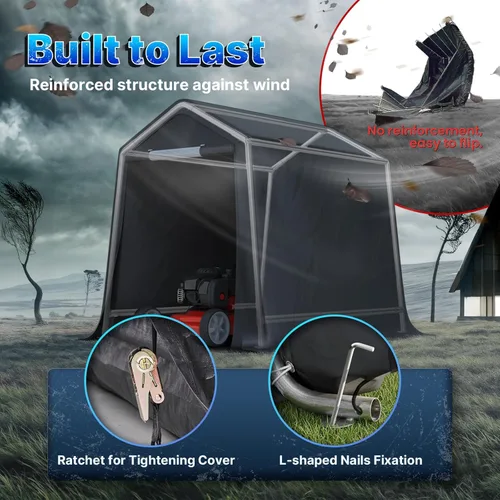 Miniatura 4 de ADVANCE OUTDOOR Cobertizo de almacenamiento portátil para exteriores de 6 x 8 pies con 2 puertas enrollables con cremallera y rejillas