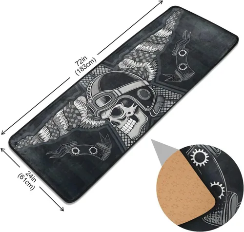 Miniatura 2 de Calavera con alfombra vintage para motocicleta, alfombra antideslizante para cocina, alfombra de área suave para baño, entrada, pasillo, comedor