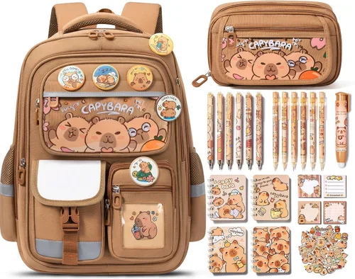 Fimibuke Mochila escolar para niños y niñas, bonita mochila para niños pequeños, suministros escolares con bolsa para libros, estuche para lápices,