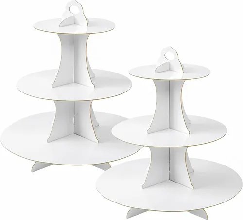 Miniatura 35 de Soleebee Soporte redondo de 3 niveles para cupcakes, torre de cartón para cupcakes, torre de soporte para pasteles de postre para decoración