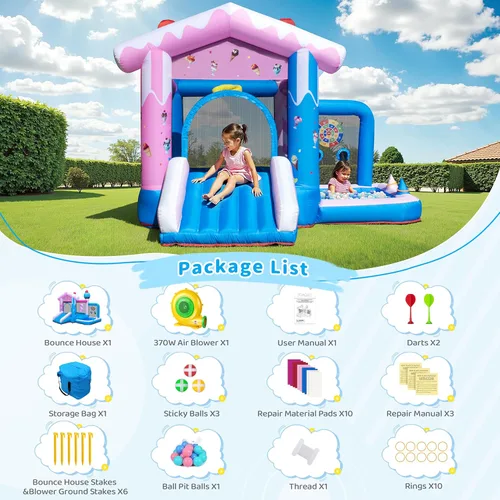 Miniatura 5 de TOAOB Casa de Rebote Inflable - Casa de Rebote de 8 en 1 para Niños de 3 a 6 años, Castillo Hinchable para Saltar en Interiores y Exteriores