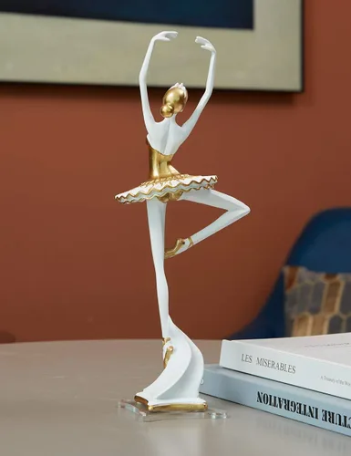 Miniatura 10 de HAUCOZE Estatua de bailarina de bailarina, escultura de yoga, decoración moderna del hogar, regalo para sala de estar, oficina, poliresina, 12