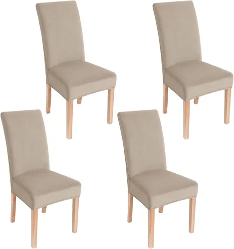 Miniatura 32 de smiry - Fundas para sillas de comedor de terciopelo elástico y suave, extraíbles, Terciopelo, Beige