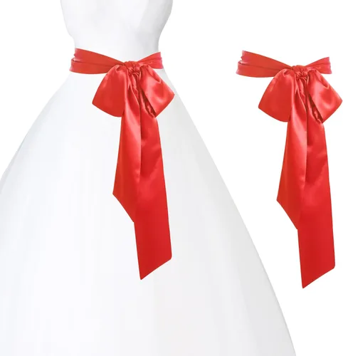 Miniatura 82 de obmwang Cinturón de satén de boda para ocasiones especiales, faja nupcial de 4 pulgadas de ancho, doble cara