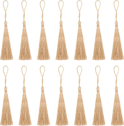 Miniatura 27 de VAPKER 30 borlas negras de 5.1 in/5 pulgadas, sedosas, hechas a mano, suaves, con lazo de cordón de 2 pulgadas para hacer joyas, proyectos