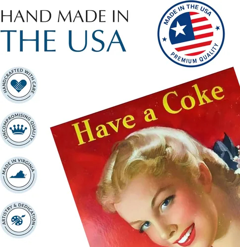 Miniatura 5 de Póster vintage de Coca-Cola para pared (juego de 4) – Letreros de fotos retro con anuncios clásicos de Coca-Cola para cocina, bar, sala
