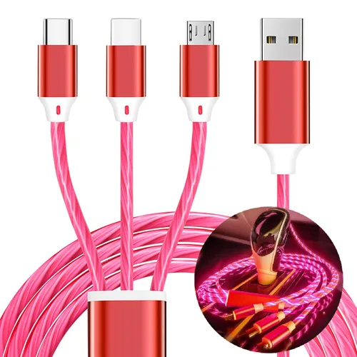 Miniatura 15 de Cable de carga 3 en 1, cable de carga LED múltiple, cable de carga iluminado, cable USB 3A, compatible con la mayoría de teléfonos inteligentes