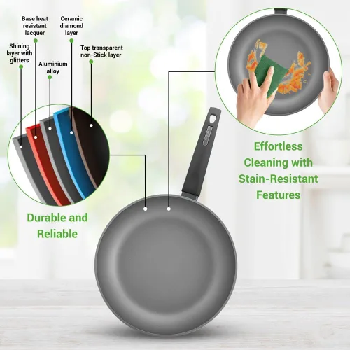 Miniatura 5 de NutriChef Juego de utensilios de cocina antiadherentes rojos profesionales de 12 piezas, sin PFOA/PFOS, laca resistente al calor, diseño elegante