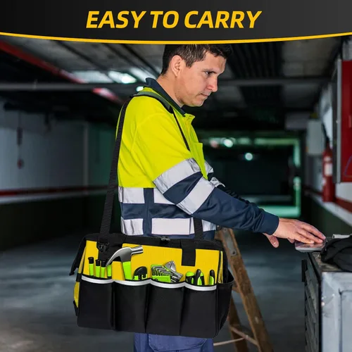 Miniatura 7 de NECKORY Bolsa de herramientas, organizador de caja de herramientas portátil con correa de hombro ajustable, bolsa de transporte de herramientas