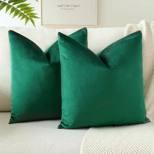 OTOSTAR Paquete de 2 fundas de almohada decorativas de terciopelo suave para decorar de 18 x 18 pulgadas, fundas de cojín cuadradas sólidas, fundas