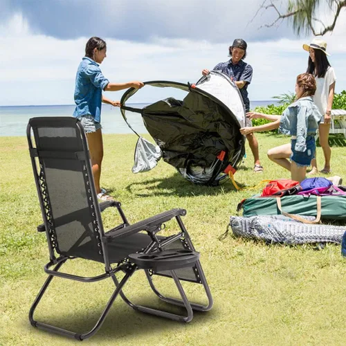 Miniatura 2 de FDW Zero Gravity - Juego de 2 sillas de césped con almohada y soporte para tazas, sillas plegables reclinables ajustables para exteriores, terraza
