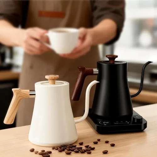 Miniatura 4 de Hervidor eléctrico de cuello de cisne con control de temperatura, hervidor de café vertido de 0.9 L, hervir rápido de 1200 W, interior de acero Negro