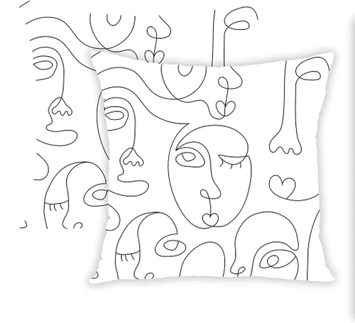 Miniatura 9 de Funda de almohada cuadrada de 20 x 20 pulgadas, dibujo de una línea de dibujo abstracto, cojín sin costuras, decoración de sofá para el hogar, funda