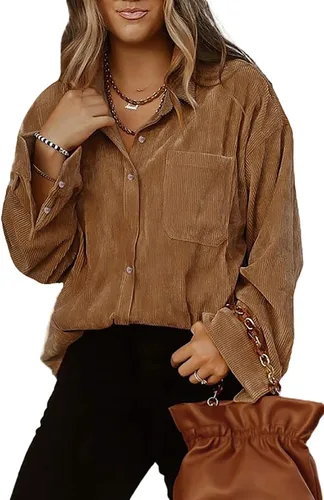 Miniatura 2 de Astylish - Camisas de pana para mujer, blusa informal de manga larga con botones