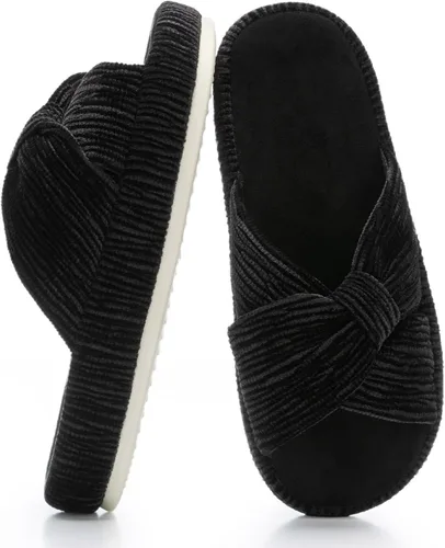 Miniatura 7 de Chantomoo - Pantuflas para mujer de espuma viscoelástica para la casa con cordón, lazo y tiras cruzadas, zapatos de cama cómodos y de moda