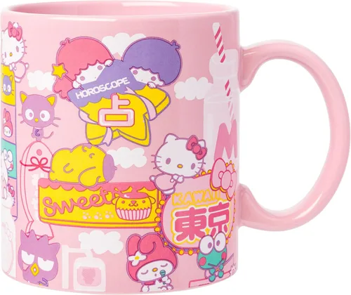 Miniatura 43 de Silver Buffalo Sanrio Hello Kitty - Taza de cerámica con lunares rojos y blancos, 20 onzas Hello Kitty lunares rojos y blancos