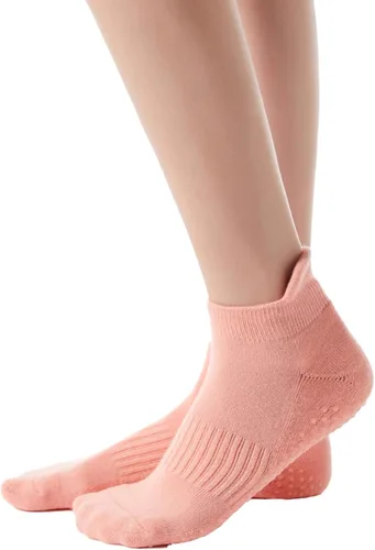 Miniatura 8 de Calcetines de yoga con dedos de pilates con empuñaduras para mujer, antideslizantes, acolchados, florales, calcetines tobilleros para baile de ballet